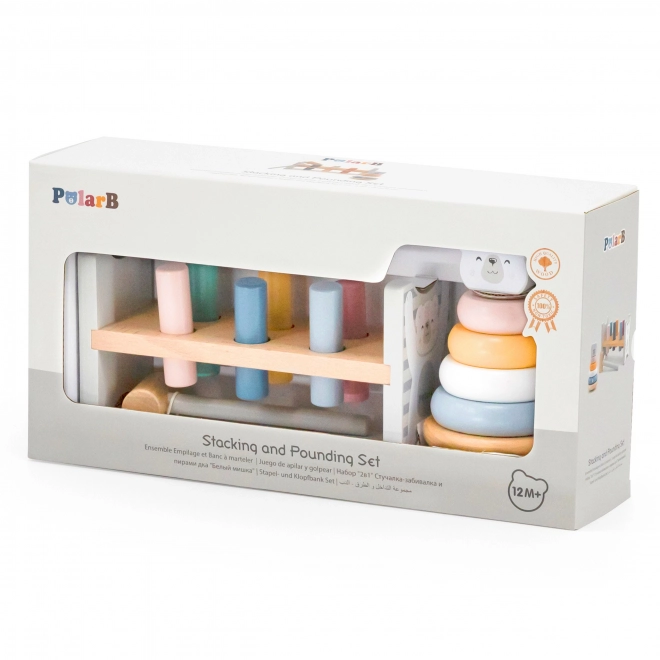 Holzset PolarB Pyramide und Klopfbank Bärchen Montessori