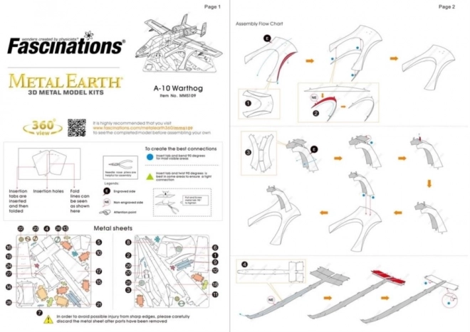 Metal Earth 3D-Puzzle Kampfflugzeug A-10 Warthog