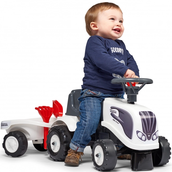Baby-Traktor Valtra Weiß mit Anhänger und Zubehör