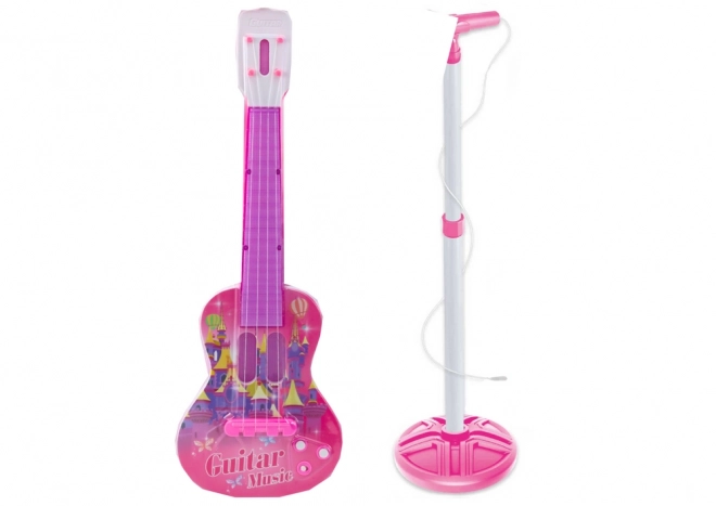 elektrische gitarre mit mikrofonständer pink