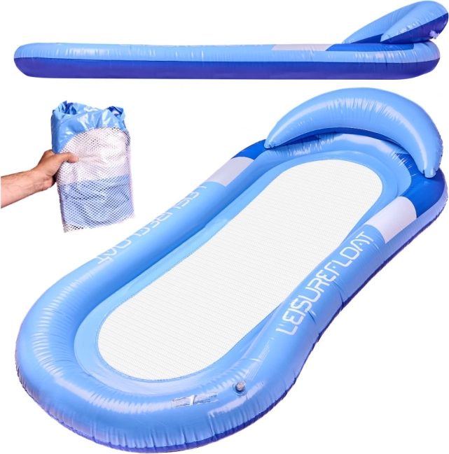 Aufblasbare Poolliege mit Kopfstütze - blau