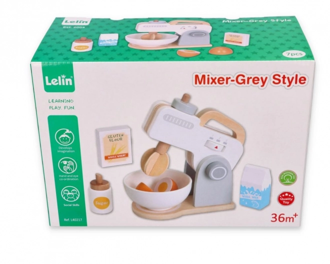 Holzspielzeugmixer in Grau