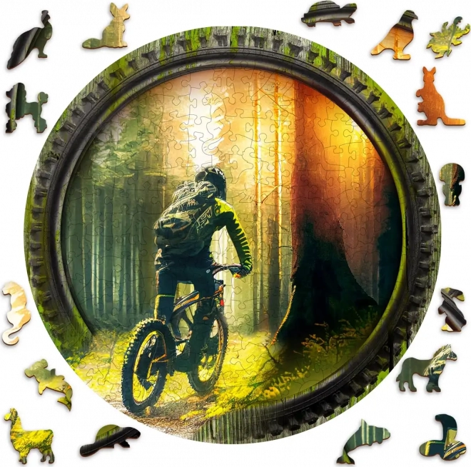 Holzpuzzle Wald Biker