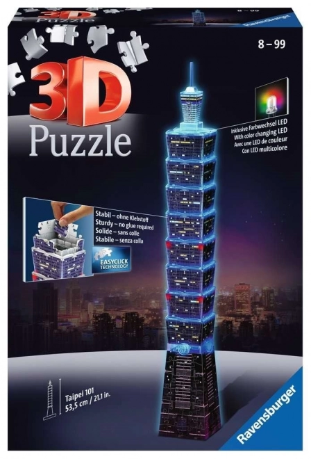 Ravensburger Leuchtendes 3D-Puzzle Taipei 101 - Nacht-Edition