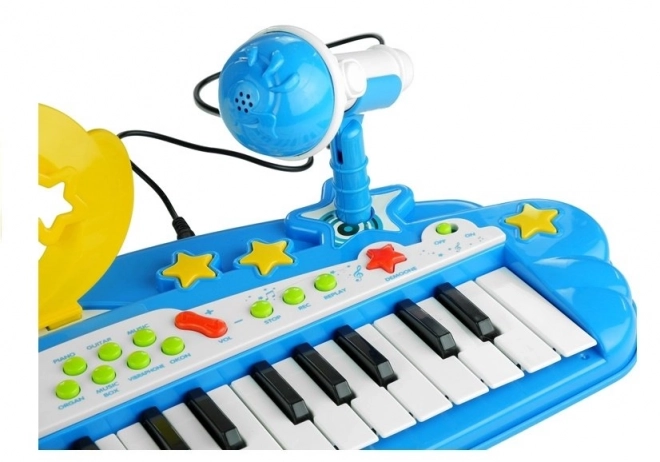 Großes Keyboard mit 37 Tasten MP3 & Mikrofon Blau für Jungen