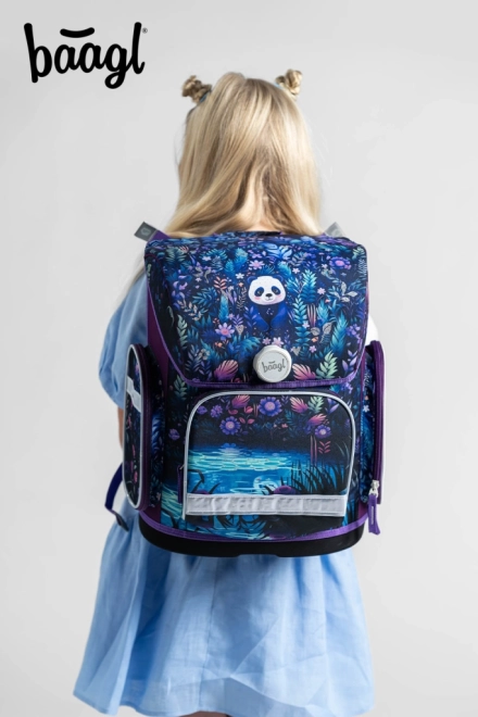 Baagl 3-Set Ergo Jungle Panda: Schultasche, Federmäppchen, Beutel