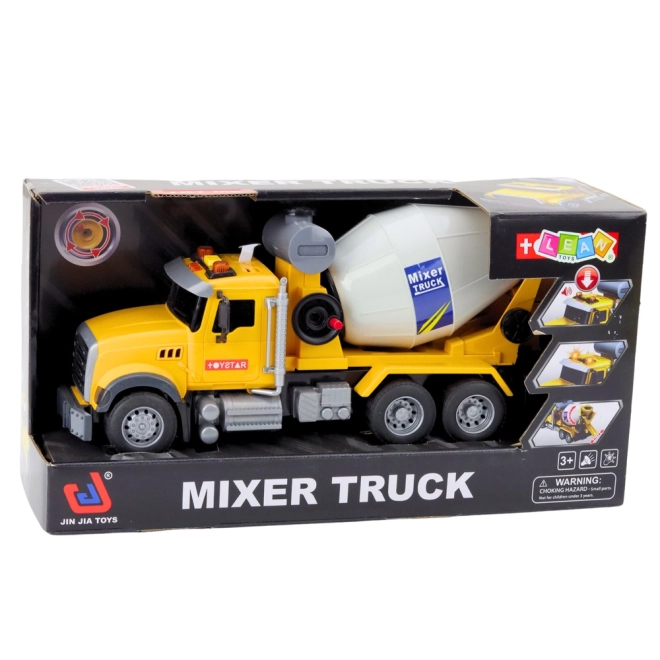 Gelber Betonmischer-LKW mit Licht- und Soundeffekten
