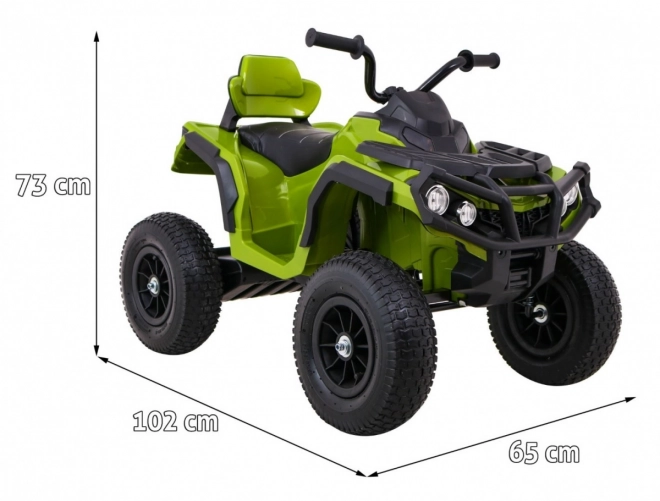 Kinder-Batterie-ATV Air Quad Grün + aufblasbare Räder + Radio MP3 + langsamer Start
