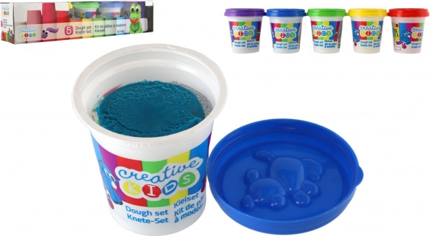 Knetmasse im Becher – Set mit 5 Farben in der Schachtel