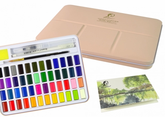 Künstler-Set mit 48 Aquarellfarben und Zubehör