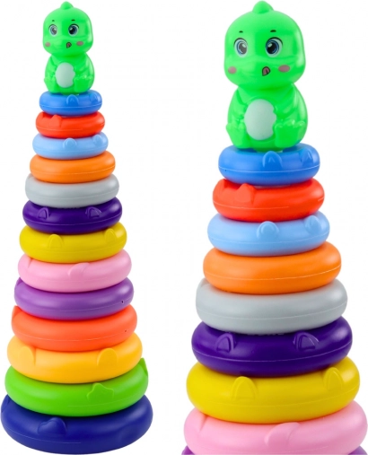 Bunter Turm mit Dinosauriern und 13 Ringen