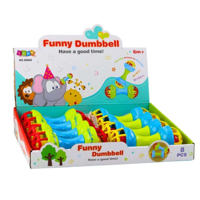 Buntes Baby-Rassel- und Beißspielzeug in Form einer Hantel