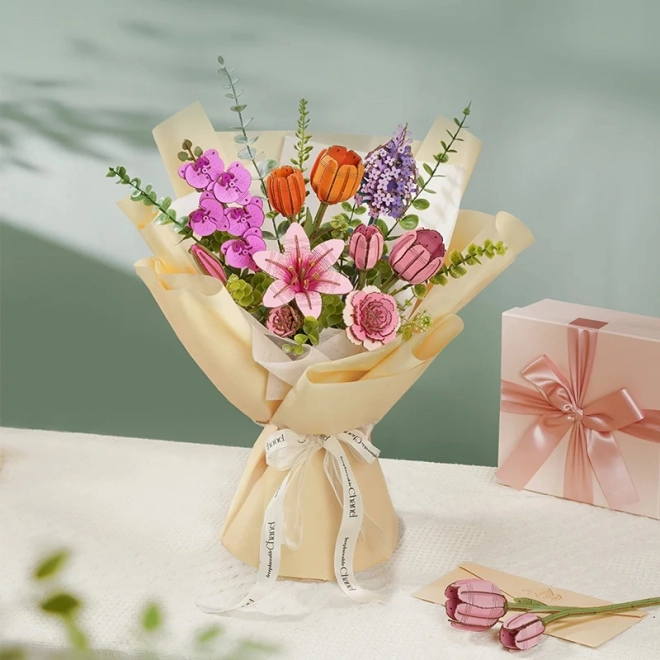 3D Holzpuzzle Rosa Tulpe