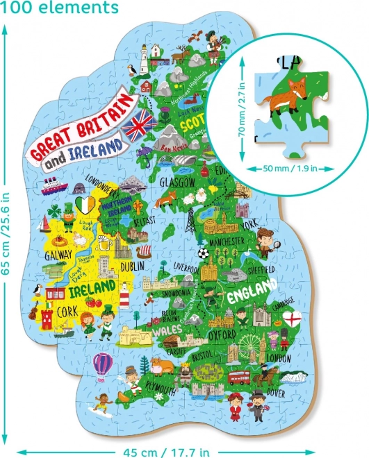 DODO Puzzlekarte von Großbritannien und Nordirland 100 Teile