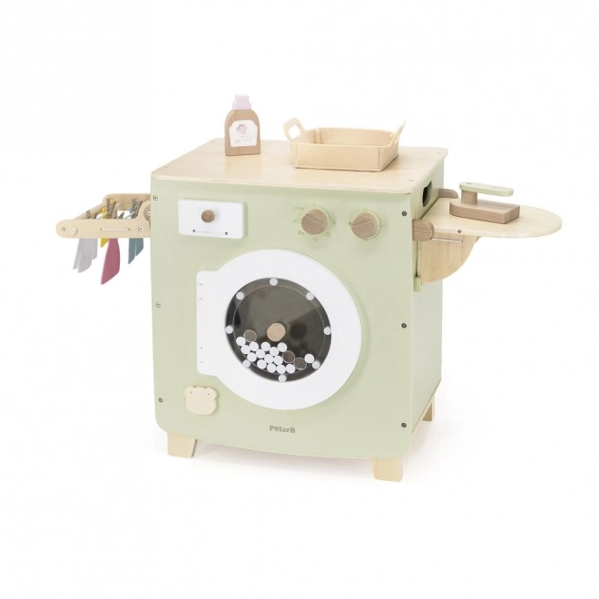Holzspielzeug Waschmaschine mit Zubehör