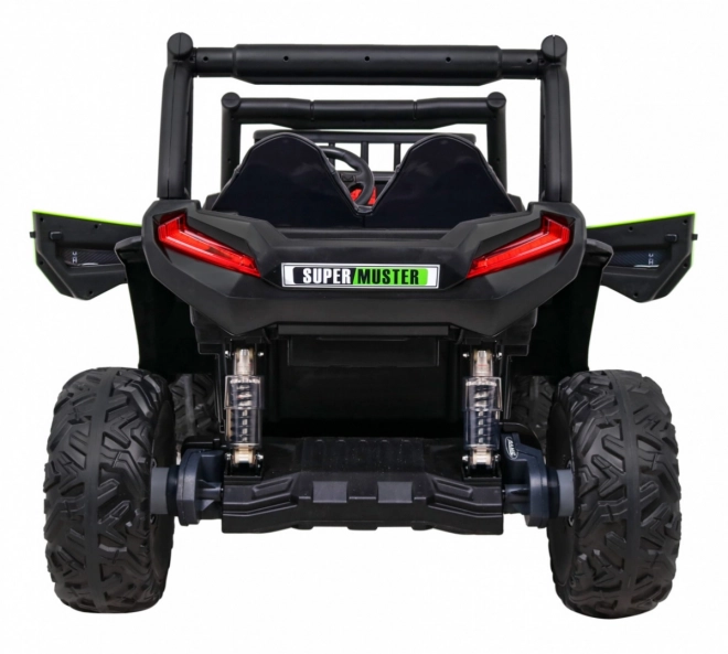 Buggy UTV Offroader für Kinder Grün + Fernbedienung + Gepäckträger + langsamer Start + EVA + MP3 LED
