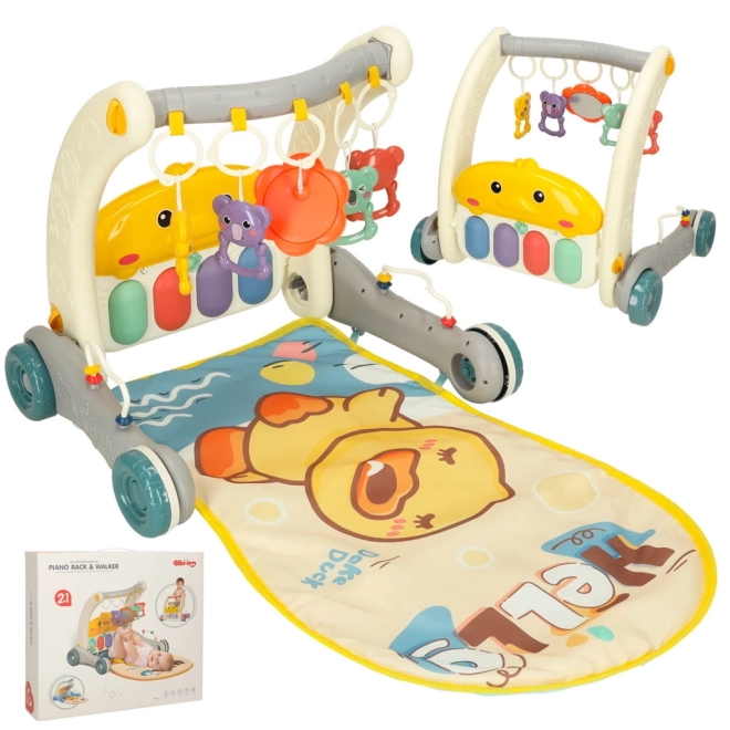 Bibi-inn 2-in-1 Lauflernwagen mit Spielmatte und Klavier, Grau – Grau