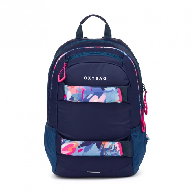 Schüler-Rucksack und Etui OXY Sport Flowers Blau