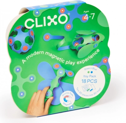Clixo Itsy Magnetische Konstruktionsspielzeug Grün & Blau