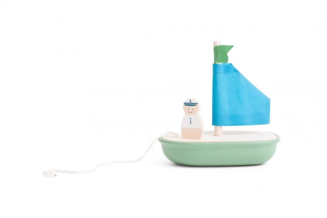 Holzsegelboot für Kinder mit Kapitän