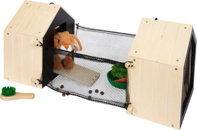 Realistischer Kaninchenstall aus Holz mit Auslauf