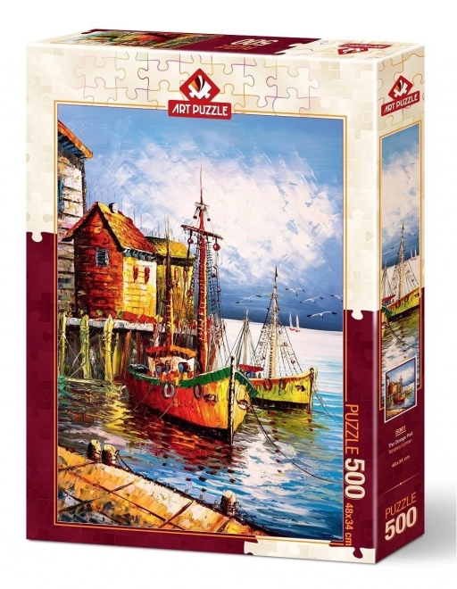 Puzzle Orangener Hafen 500 Teile