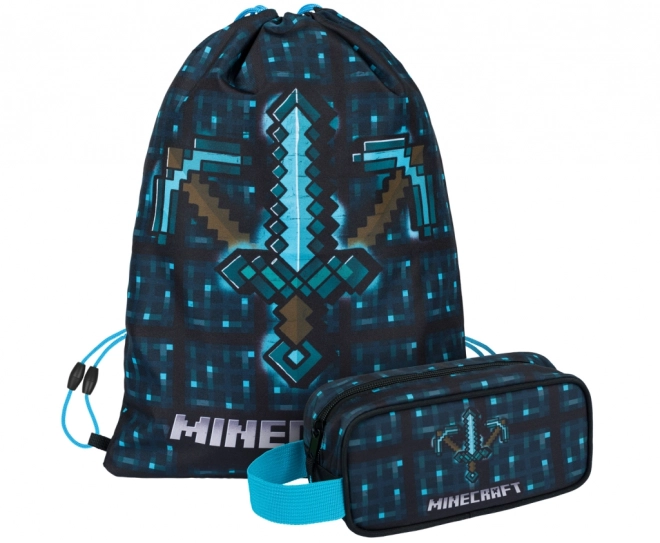 Minecraft Set mit blauer Axt und Schwert