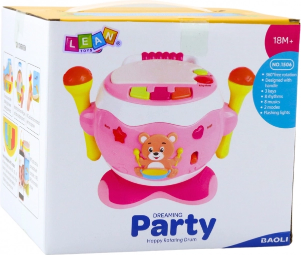 Interaktive rosa Musik Trommel für Kinder
