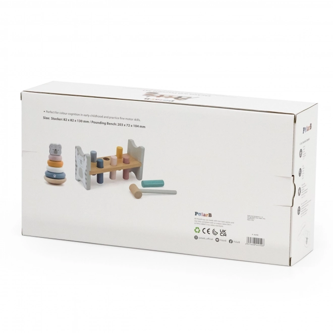 Holzset PolarB Pyramide und Klopfbank Bärchen Montessori