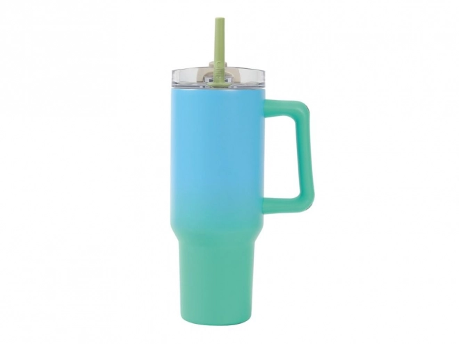 Grosser Trinkbecher mit Strohhalm - grün