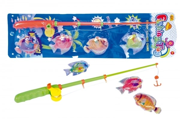 Magnetisches Angelspiel für Kinder - 4 Fische und Rute, 2 Farben