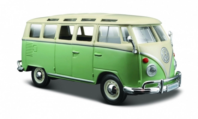 Volkswagen Samba Van Modell Grün-Creme im Maßstab 1:24