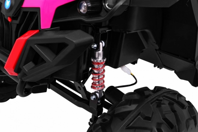 Kinderwagen SuperStar rosa + Antrieb 4x4 + Fernbedienung + Kofferraum + MP3 LED + Türschloss