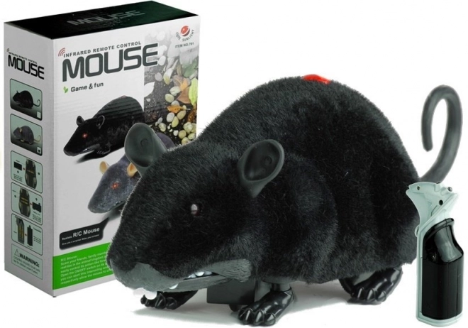 Große schwarze ferngesteuerte Maus mit Rädern