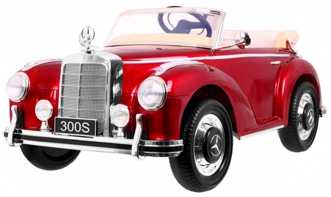 Mercedes Benz 300S Retro für Kinder roter Lack + Fernbedienung + EVA + langsamer Start + LED MP3