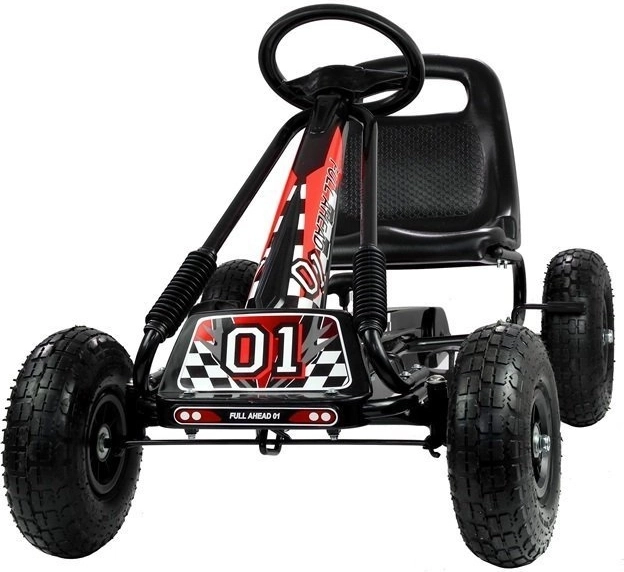 Tret-Gokart mit Luftreifen + Aufblasbare Reifen + Verstellbarer Sitz – Schwarz