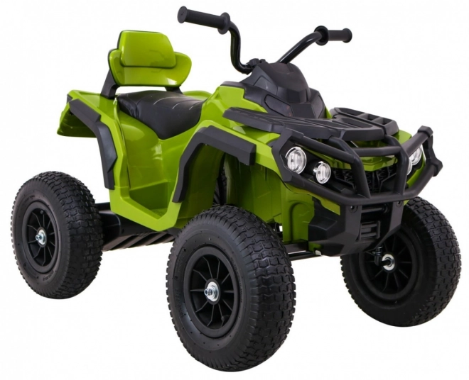 Kinder-Batterie-ATV Air Quad Grün + aufblasbare Räder + Radio MP3 + langsamer Start