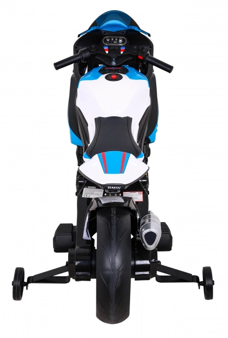 Kinder-Elektromotorrad BMW HP4 Blau + Stützräder + sanfter Start + EVA + MP3 LED