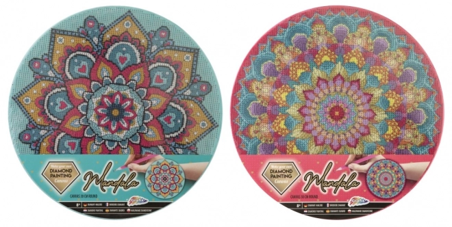 Diamantmalerei Mandala auf Rahmen Rosa 30cm