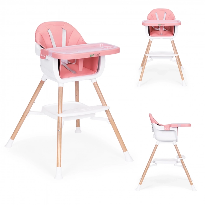2-in-1 Hochstuhl und Stuhlsitz, pink, Ecotoys