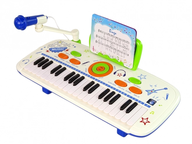 Elektrische Kinder Tastatur Piano Blau MIT Noten USB MP3