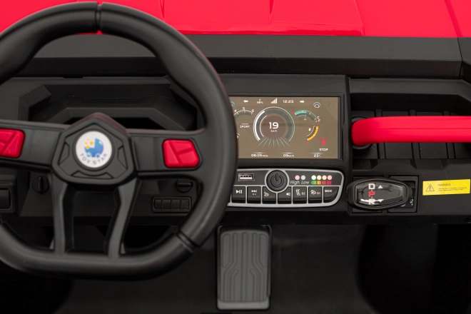 Auto Pick-Up Speed 900 pro Kinder rot + Antrieb 4x4 + bewegliche Pumpe + Gepäckraum + Fernbedienung + Schaufel + LED Audio