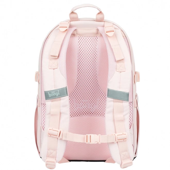 Baagl 3-teiliges Set Core Creamy: Rucksack, Federmäppchen, Beutel