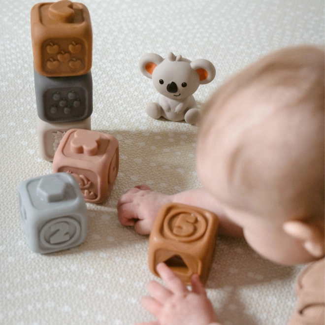 Woopie Baby Lernpyramide & Sensorische Bausteine 2 in 1 Beißring Zahlen