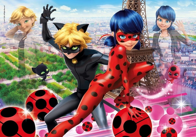 Clementoni Puzzle Miraculous Ladybug und Cat Noir in Paris 104 Teile