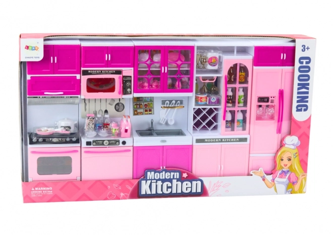 Puppen Küchenmöbel Set - Kühlschrank, Herd und Zubehör, Pink