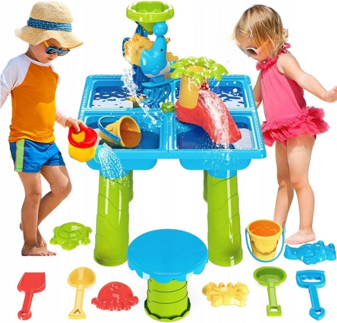 Woopie Tischwasserspielzeug 2in1 Sandkasten mit Stuhl XL Aquapark