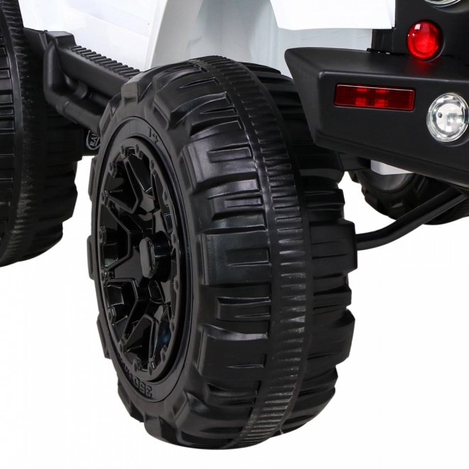 Weißer Kinder-Geländewagen auf Batterien + Fernsteuerung + Lichter und Geräusche