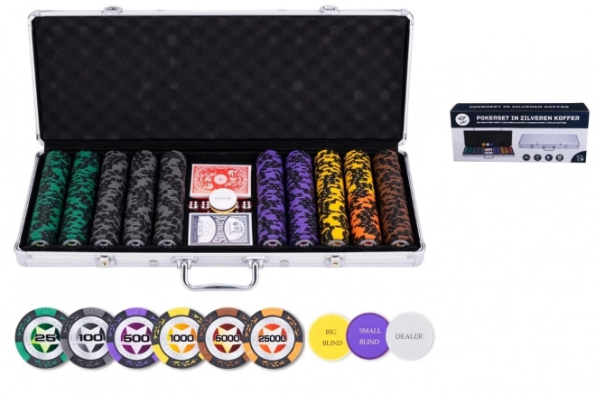 Poker-Set im silbernen Koffer mit hohen Nennwerten