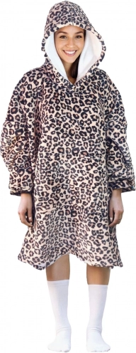 Wärmende Hoodie-Decke mit Kapuze COZY NOXXIEZ mit Leopardenmuster